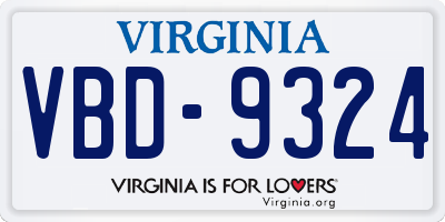 VA license plate VBD9324