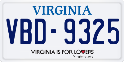 VA license plate VBD9325