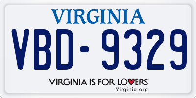 VA license plate VBD9329