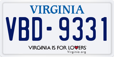 VA license plate VBD9331
