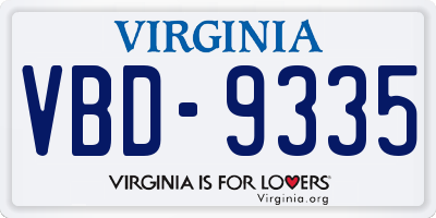 VA license plate VBD9335
