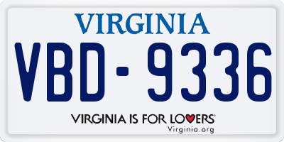 VA license plate VBD9336