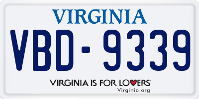 VA license plate VBD9339