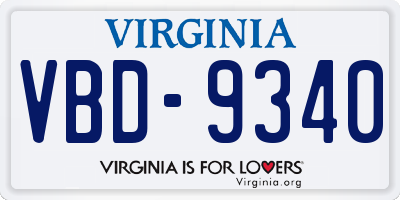 VA license plate VBD9340