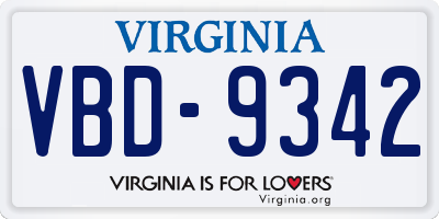 VA license plate VBD9342