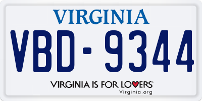VA license plate VBD9344
