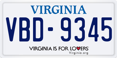 VA license plate VBD9345