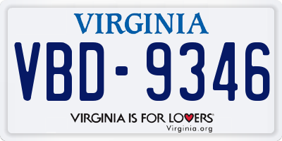 VA license plate VBD9346