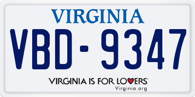 VA license plate VBD9347