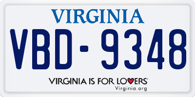 VA license plate VBD9348