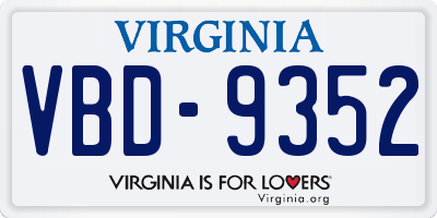 VA license plate VBD9352