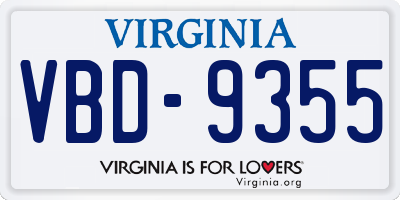 VA license plate VBD9355