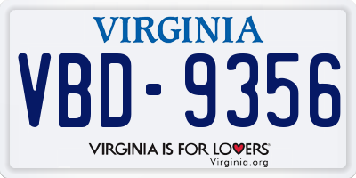 VA license plate VBD9356