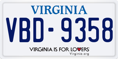 VA license plate VBD9358