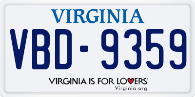 VA license plate VBD9359