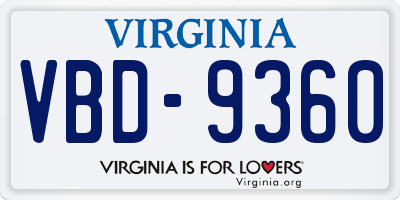 VA license plate VBD9360