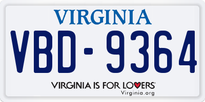 VA license plate VBD9364