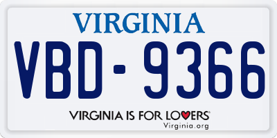 VA license plate VBD9366