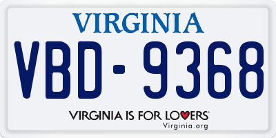 VA license plate VBD9368