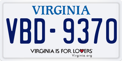 VA license plate VBD9370