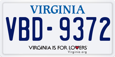 VA license plate VBD9372