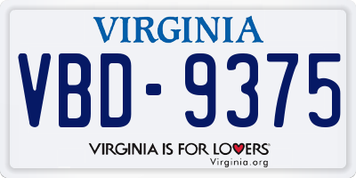 VA license plate VBD9375