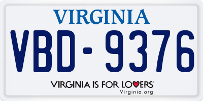 VA license plate VBD9376
