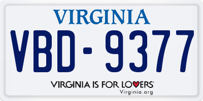 VA license plate VBD9377