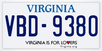 VA license plate VBD9380