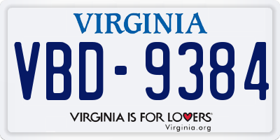 VA license plate VBD9384