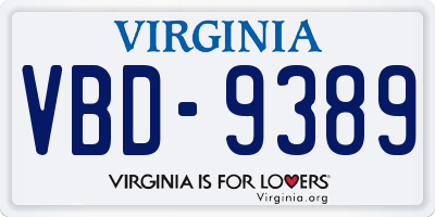 VA license plate VBD9389