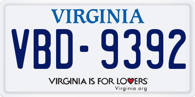 VA license plate VBD9392