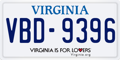 VA license plate VBD9396