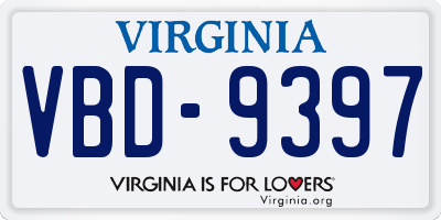 VA license plate VBD9397