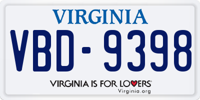 VA license plate VBD9398