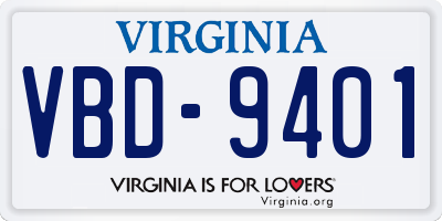 VA license plate VBD9401