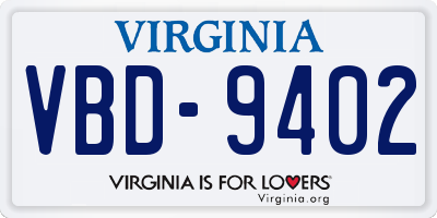 VA license plate VBD9402