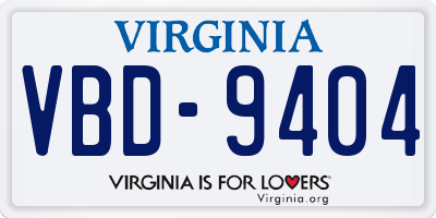 VA license plate VBD9404