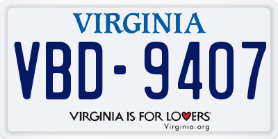 VA license plate VBD9407