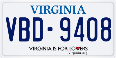 VA license plate VBD9408