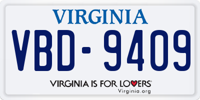 VA license plate VBD9409
