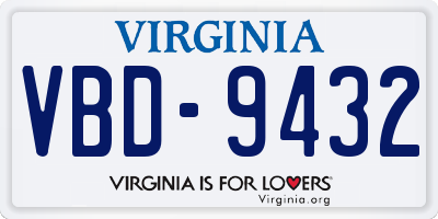 VA license plate VBD9432