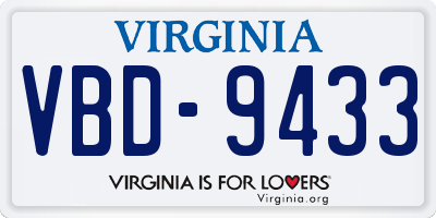 VA license plate VBD9433