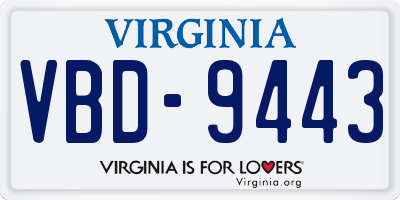VA license plate VBD9443