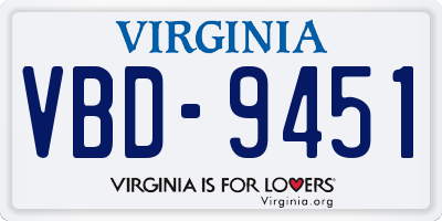 VA license plate VBD9451