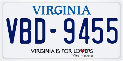 VA license plate VBD9455