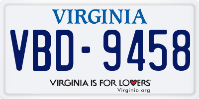 VA license plate VBD9458