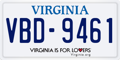 VA license plate VBD9461