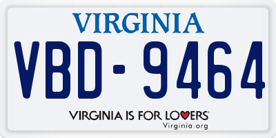 VA license plate VBD9464