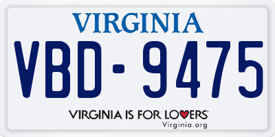 VA license plate VBD9475